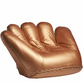 Poltronova Joe Gold Baseball Armchair, Leather Baseball Glove Chair
